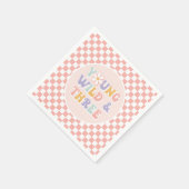 Young Wild Three Groovy Pink Daisy Schachbrett Serviette (Ecke)