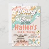 Young Wild & Three Groovy Rainbow 3. Geburtstag Einladung (Vorderseite)