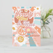 Young Wild Three Groovy Sunshine Boho 3. Geburtsta Einladung (Stehend Vorderseite)