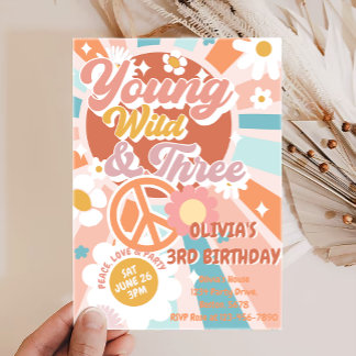 Young Wild Three Groovy Sunshine Boho 3. Geburtsta Einladung