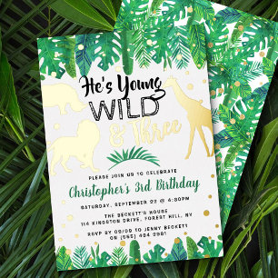 Young Wild & Three Jungle Boys 3. Geburtstag Echt Folieneinladung