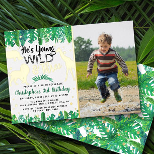 Young Wild & Three Jungle Boys 3. Geburtstagsfoto Folieneinladung