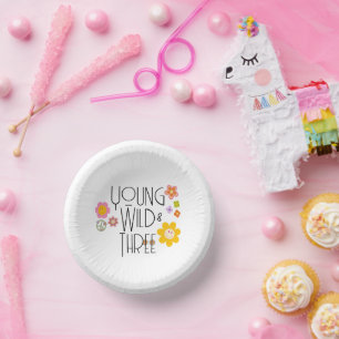Young, Wild & Three   Kid Birthday Bowls   Lächeln Pappteller