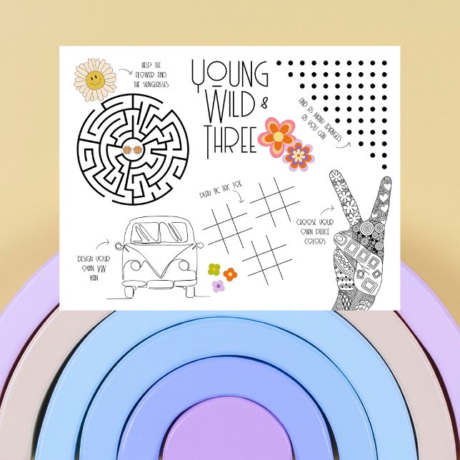 Young, Wild & Three | Kids Activity Tischset | (1) (Von Creator hochgeladen)
