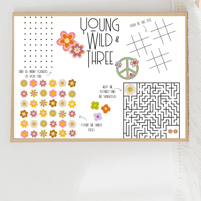 Young, Wild & Three | Kids Activity Tischset | (2) (Von Creator hochgeladen)