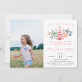 Young Wild & Three Kids Third Birthday Party Photo Einladung (Vorderseite)