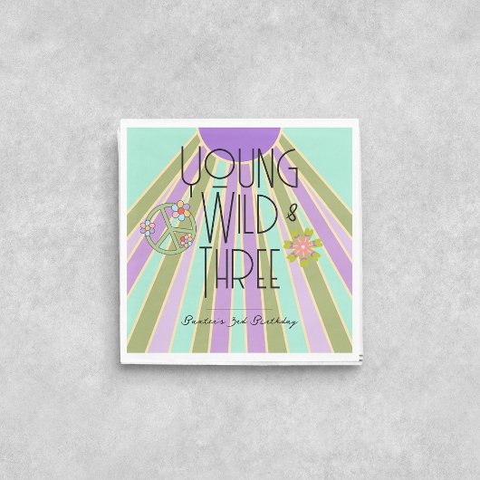 Young, Wild & Three | Kind zum Geburtstag Napkins  Serviette