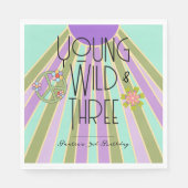 Young, Wild & Three | Kind zum Geburtstag Napkins Serviette (Vorderseite)