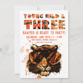 Young, Wild & Three | Punk Tiger Einladung (Vorderseite)