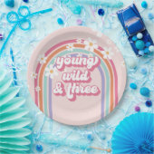 Young Wild Three Rainbow Pink 3. Geburtstag Pappteller (Party)