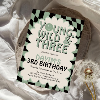 Young Wild & Three Retro 3. Geburtstagsfeier Einladung