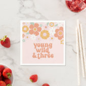 Young Wild Three Retro Floral Geburtstag Serviette (Beispiel)