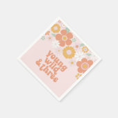 Young Wild Three Retro Floral Geburtstag Serviette (Ecke)