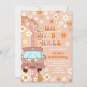 Young Wild Three Retro Rainbow 3. Geburtstag Einladung (Vorderseite)