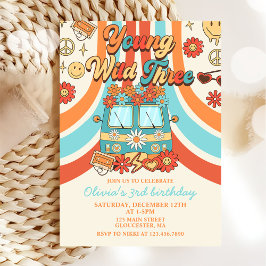 Young Wild Three Retro Rainbow 3. Geburtstag Einladung