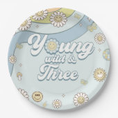 Young Wild Three Retro Rainbow 3. Geburtstag Pappteller (Vorderseite)