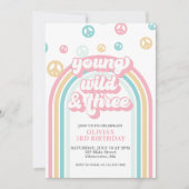 Young Wild Three Retro Summer Rainbow Einladung (Vorderseite)