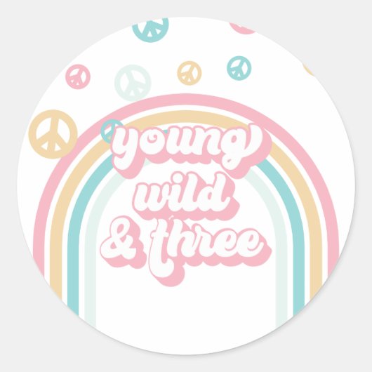 Young Wild Three Retro Summer Rainbow Runder Aufkleber (Vorderseite)