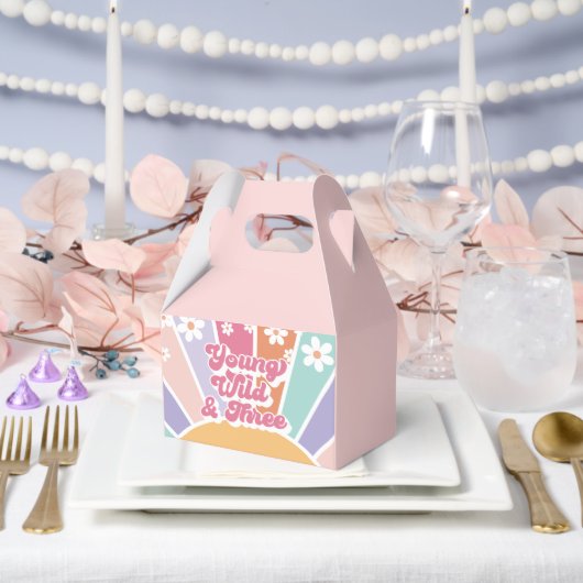 Young Wild Three Retro Sunshine Rainbow Daisy Geschenkschachtel (Hochzeit)