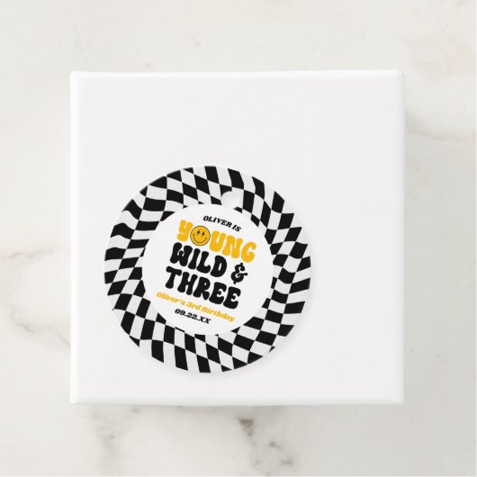 Young Wild & Three Retro Third 3rd Birthday Party Geschenkanhänger (Beispiel)