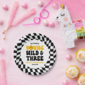 Young Wild & Three Retro Third 3rd Birthday Party Pappteller (Party)