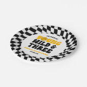 Young Wild & Three Retro Third 3rd Birthday Party Pappteller (Schrägansicht)