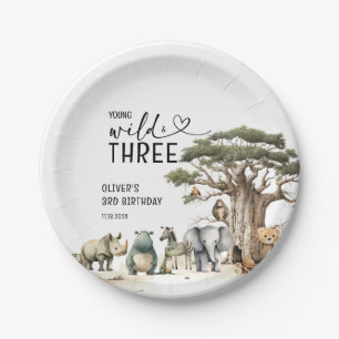 Young Wild Three Safari 3. Geburtstag Begrüßungsze Pappteller