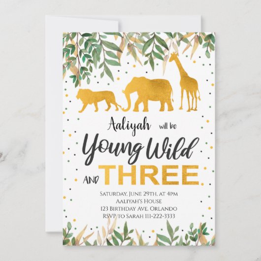 Young Wild Three Safari Einladung (Vorderseite)