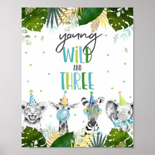 Young Wild & Three Safari Party Animals Geburtstag Poster