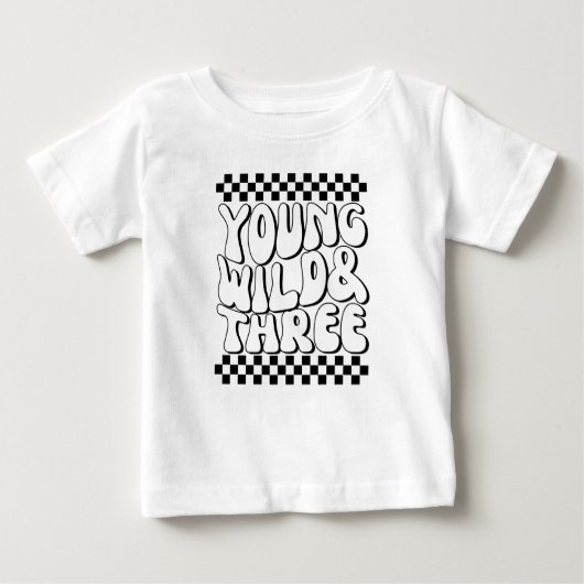 Young Wild & Three T-Shirt | Retro Racing Birthday (Vorderseite)