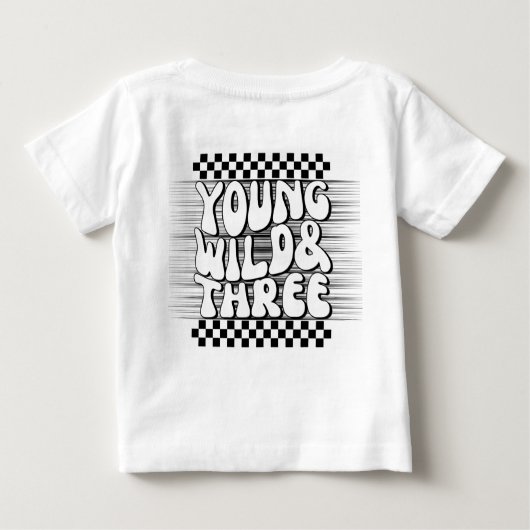 Young Wild & Three T-Shirt | Retro Racing Birthday (Rückseite)