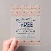 Young, Wild & Three Tribal Boho Arrow 3. Geburtsta Acryleinladungen (Insitu (Handheld))