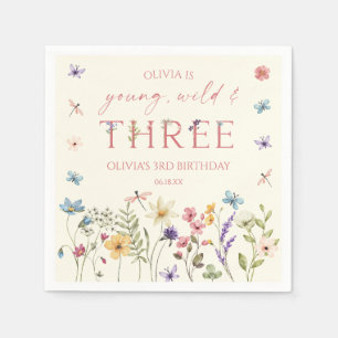 Young Wild & Three Wildflower 3. Geburtstagsfeier Serviette