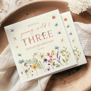 Young Wild & Three Wildflower 3. Geburtstagsfeier Serviette