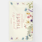 Young Wild & Three Wildflower 3rd Birthday Party Banner (Vertikal)