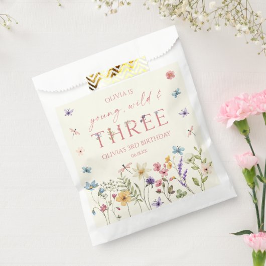 Young Wild & Three Wildflower 3rd Birthday Party Geschenktütchen (Versiegelt)