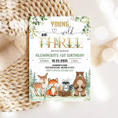 Young Wild Three Woodland Boy Birthday Einladung