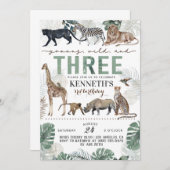 Young Wild & Three Zoo Animal - Einladung zum Gebu (Vorne/Hinten)