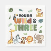 Young Wild Three Zoo Safari Animal Birthday Party Serviette (Vorderseite)