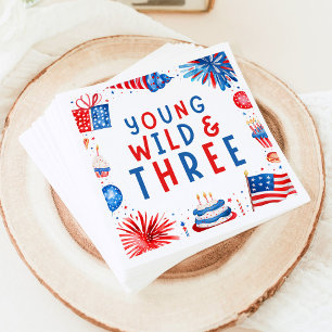 Young Wild und Drei 4. Juli 3. Geburtstag Serviette