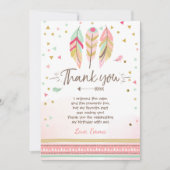 Young Wild und drei Dankeschön-Feathers Boho Dankeskarte (Vorderseite)
