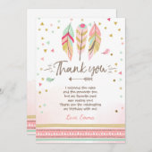 Young Wild und drei Dankeschön-Feathers Boho Dankeskarte (Vorne/Hinten)