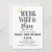 Young Wild und Drei Geburtstag Einladung (Vorderseite)