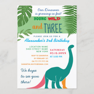 Young Wild und Three 3. Geburtstag Einladung