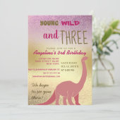 Young Wild und Three 3. Geburtstag Einladung (Stehend Vorderseite)