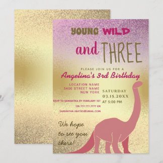Young Wild und Three 3. Geburtstag Einladung