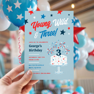 Young Wild und Three 3. Geburtstags-Party Einladung