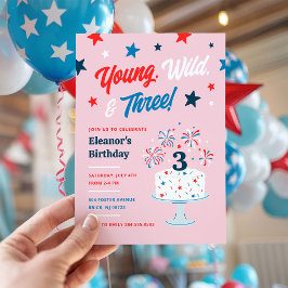 Young Wild und Three 3. Geburtstags-Party Einladung