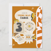 Young Wild und Three 3rd Retro Checkered Geburtsta Einladung (Vorderseite)