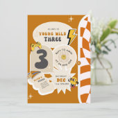 Young Wild und Three 3rd Retro Checkered Geburtsta Einladung (Stehend Vorderseite)
